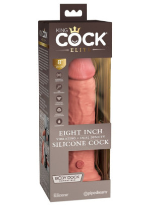 8" Vibrating + Dual Density Silicone Cock